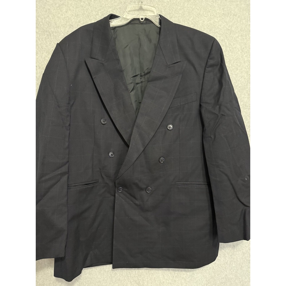 Alexandre‎ London Savile Row Blazer Men's 48L Black Wool Jacket Double Breasted